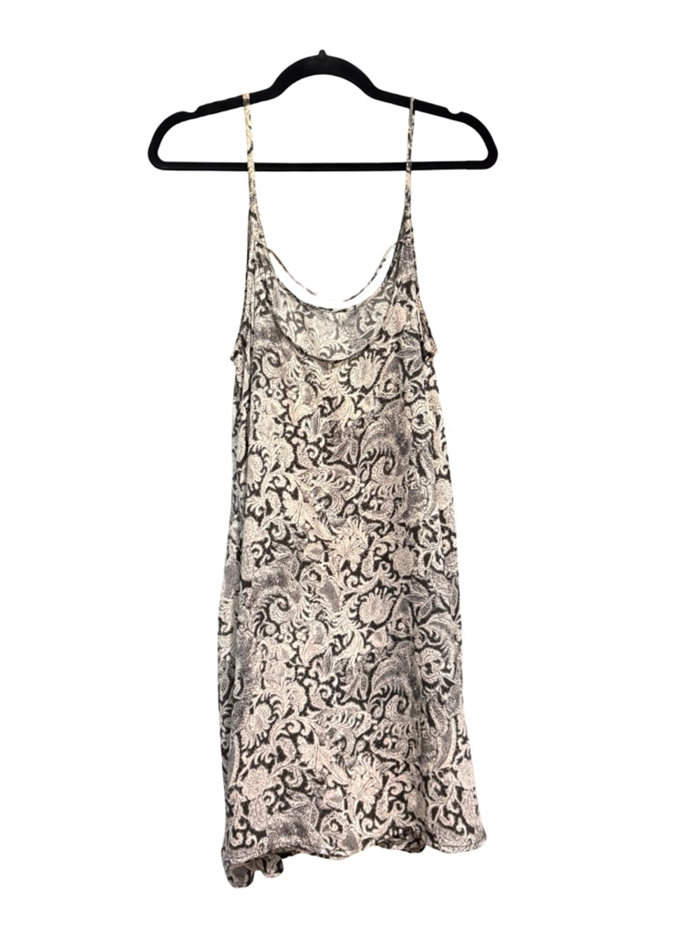 Free People Intimately Black & Cream Swing Lace-Print Slip Dress